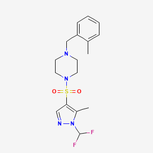 molecular formula C17H22F2N4O2S B10928442 1-{[1-(difluoromethyl)-5-methyl-1H-pyrazol-4-yl]sulfonyl}-4-(2-methylbenzyl)piperazine 