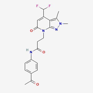 molecular formula C20H20F2N4O3 B10928459 N-(4-acetylphenyl)-3-[4-(difluoromethyl)-2,3-dimethyl-6-oxo-2,6-dihydro-7H-pyrazolo[3,4-b]pyridin-7-yl]propanamide 