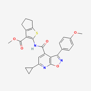 molecular formula C26H23N3O5S B10928491 methyl 2-({[6-cyclopropyl-3-(4-methoxyphenyl)[1,2]oxazolo[5,4-b]pyridin-4-yl]carbonyl}amino)-5,6-dihydro-4H-cyclopenta[b]thiophene-3-carboxylate 