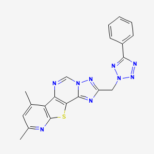 11,13-dimethyl-4-[(5-phenyltetrazol-2-yl)methyl]-16-thia-3,5,6,8,14-pentazatetracyclo[7.7.0.02,6.010,15]hexadeca-1(9),2,4,7,10(15),11,13-heptaene