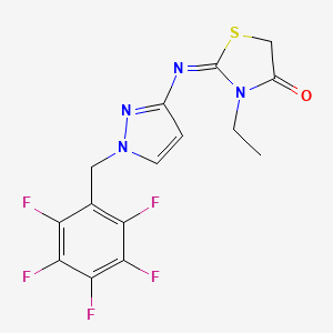 (2Z)-3-ethyl-2-{[1-(pentafluorobenzyl)-1H-pyrazol-3-yl]imino}-1,3-thiazolidin-4-one