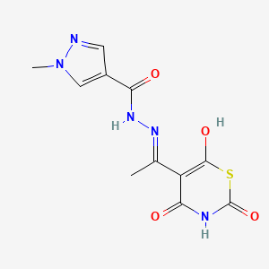 molecular formula C11H11N5O4S B10928512 1-Methyl-N'-{1-[2,4,6-trioxo-1,3-thiazinan-5-ylidene]ethyl}pyrazole-4-carbohydrazide 