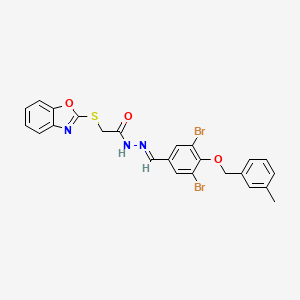 2-(1,3-benzoxazol-2-ylsulfanyl)-N'-[(E)-{3,5-dibromo-4-[(3-methylbenzyl)oxy]phenyl}methylidene]acetohydrazide