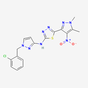 molecular formula C17H15ClN8O2S B10928554 N-[1-(2-chlorobenzyl)-1H-pyrazol-3-yl]-5-(1,5-dimethyl-4-nitro-1H-pyrazol-3-yl)-1,3,4-thiadiazol-2-amine 