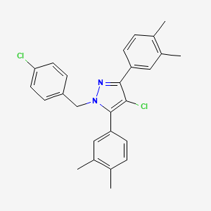 molecular formula C26H24Cl2N2 B10928566 4-chloro-1-(4-chlorobenzyl)-3,5-bis(3,4-dimethylphenyl)-1H-pyrazole 