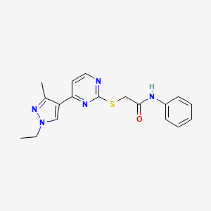 2-{[4-(1-ethyl-3-methyl-1H-pyrazol-4-yl)pyrimidin-2-yl]sulfanyl}-N-phenylacetamide