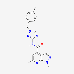 molecular formula C19H19N7O B10928572 1,6-dimethyl-N-[1-(4-methylbenzyl)-1H-1,2,4-triazol-3-yl]-1H-pyrazolo[3,4-b]pyridine-4-carboxamide 