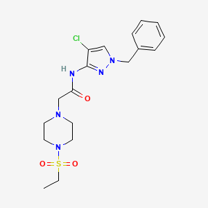 molecular formula C18H24ClN5O3S B10928603 N-(1-benzyl-4-chloro-1H-pyrazol-3-yl)-2-[4-(ethylsulfonyl)piperazin-1-yl]acetamide 