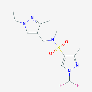 molecular formula C13H19F2N5O2S B10928619 1-(difluoromethyl)-N-[(1-ethyl-3-methyl-1H-pyrazol-4-yl)methyl]-N,3-dimethyl-1H-pyrazole-4-sulfonamide 