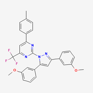 molecular formula C29H23F3N4O2 B10928620 2-[3,5-bis(3-methoxyphenyl)-1H-pyrazol-1-yl]-4-(4-methylphenyl)-6-(trifluoromethyl)pyrimidine 