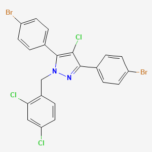 molecular formula C22H13Br2Cl3N2 B10928628 3,5-bis(4-bromophenyl)-4-chloro-1-(2,4-dichlorobenzyl)-1H-pyrazole 