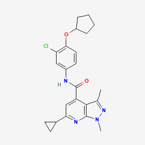 molecular formula C23H25ClN4O2 B10928640 N-[3-chloro-4-(cyclopentyloxy)phenyl]-6-cyclopropyl-1,3-dimethyl-1H-pyrazolo[3,4-b]pyridine-4-carboxamide 