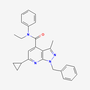 1-benzyl-6-cyclopropyl-N-ethyl-3-methyl-N-phenyl-1H-pyrazolo[3,4-b]pyridine-4-carboxamide