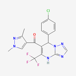 molecular formula C18H14ClF3N6O B10928655 [7-(4-chlorophenyl)-5-(trifluoromethyl)-4,7-dihydro[1,2,4]triazolo[1,5-a]pyrimidin-6-yl](1,3-dimethyl-1H-pyrazol-4-yl)methanone 