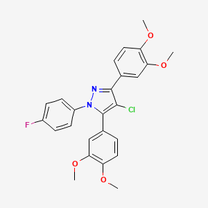 molecular formula C25H22ClFN2O4 B10928663 4-chloro-3,5-bis(3,4-dimethoxyphenyl)-1-(4-fluorophenyl)-1H-pyrazole 