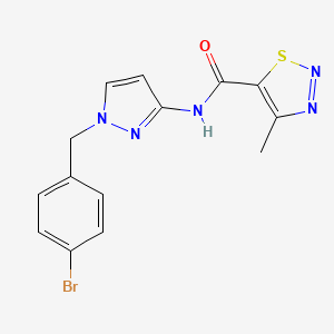 molecular formula C14H12BrN5OS B10928735 N-[1-(4-bromobenzyl)-1H-pyrazol-3-yl]-4-methyl-1,2,3-thiadiazole-5-carboxamide 