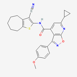 molecular formula C27H24N4O3S B10928758 N-(3-cyano-5,6,7,8-tetrahydro-4H-cyclohepta[b]thiophen-2-yl)-6-cyclopropyl-3-(4-methoxyphenyl)[1,2]oxazolo[5,4-b]pyridine-4-carboxamide 