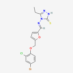 4-{[(E)-{5-[(4-bromo-2-chlorophenoxy)methyl]furan-2-yl}methylidene]amino}-5-ethyl-4H-1,2,4-triazole-3-thiol