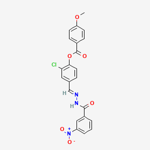 molecular formula C22H16ClN3O6 B10928778 2-chloro-4-[(E)-{2-[(3-nitrophenyl)carbonyl]hydrazinylidene}methyl]phenyl 4-methoxybenzoate 