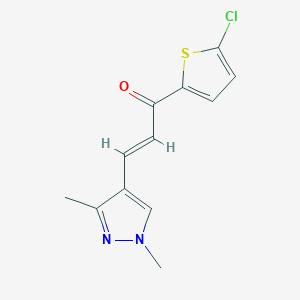 molecular formula C12H11ClN2OS B10928779 Propenone, 1-(5-chlorothiophen-2-yl)-3-(1,3-dimethyl-1H-pyrazol-4-yl)- 