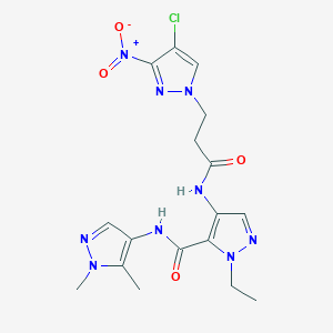 4-{[3-(4-chloro-3-nitro-1H-pyrazol-1-yl)propanoyl]amino}-N-(1,5-dimethyl-1H-pyrazol-4-yl)-1-ethyl-1H-pyrazole-5-carboxamide