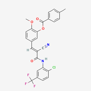 5-[(1E)-3-{[2-chloro-5-(trifluoromethyl)phenyl]amino}-2-cyano-3-oxoprop-1-en-1-yl]-2-methoxyphenyl 4-methylbenzoate