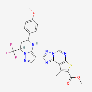 molecular formula C24H20F3N7O3S B10928860 Methyl 2-[5-(4-methoxyphenyl)-7-(trifluoromethyl)-4,5,6,7-tetrahydropyrazolo[1,5-a]pyrimidin-3-yl]-9-methylthieno[3,2-e][1,2,4]triazolo[1,5-c]pyrimidine-8-carboxylate 