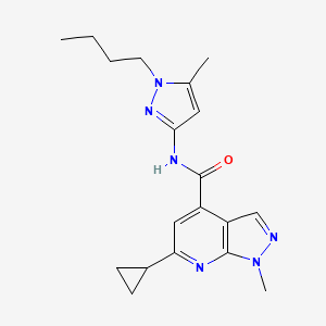 molecular formula C19H24N6O B10928897 N-(1-butyl-5-methyl-1H-pyrazol-3-yl)-6-cyclopropyl-1-methyl-1H-pyrazolo[3,4-b]pyridine-4-carboxamide 