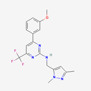 N-[(1,3-dimethyl-1H-pyrazol-5-yl)methyl]-4-(3-methoxyphenyl)-6-(trifluoromethyl)pyrimidin-2-amine