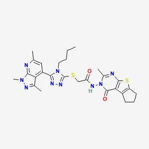 2-{[4-Butyl-5-(1,3,6-trimethyl-1H-pyrazolo[3,4-B]pyridin-4-YL)-4H-1,2,4-triazol-3-YL]sulfanyl}-N~1~-[2-methyl-4-oxo-6,7-dihydro-4H-cyclopenta[4,5]thieno[2,3-D]pyrimidin-3(5H)-YL]acetamide