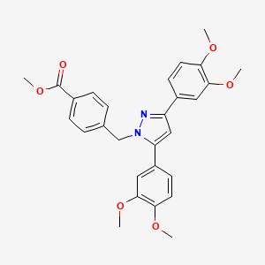 molecular formula C28H28N2O6 B10928958 methyl 4-{[3,5-bis(3,4-dimethoxyphenyl)-1H-pyrazol-1-yl]methyl}benzoate 