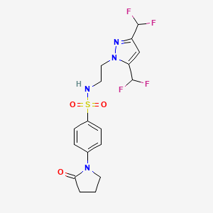 molecular formula C17H18F4N4O3S B10928986 N-{2-[3,5-bis(difluoromethyl)-1H-pyrazol-1-yl]ethyl}-4-(2-oxopyrrolidin-1-yl)benzenesulfonamide 