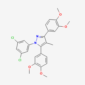 molecular formula C26H24Cl2N2O4 B10929016 1-(3,5-dichlorophenyl)-3,5-bis(3,4-dimethoxyphenyl)-4-methyl-1H-pyrazole 