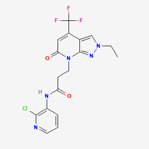 molecular formula C17H15ClF3N5O2 B10929020 N-(2-chloropyridin-3-yl)-3-[2-ethyl-6-oxo-4-(trifluoromethyl)-2,6-dihydro-7H-pyrazolo[3,4-b]pyridin-7-yl]propanamide 