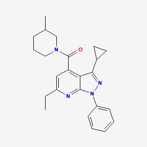 molecular formula C24H28N4O B10929022 (3-cyclopropyl-6-ethyl-1-phenyl-1H-pyrazolo[3,4-b]pyridin-4-yl)(3-methylpiperidin-1-yl)methanone 