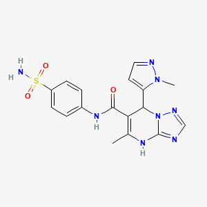 molecular formula C17H18N8O3S B10929023 5-methyl-7-(1-methyl-1H-pyrazol-5-yl)-N-(4-sulfamoylphenyl)-4,7-dihydro[1,2,4]triazolo[1,5-a]pyrimidine-6-carboxamide 