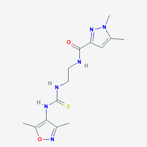 molecular formula C14H20N6O2S B10929072 N-(2-{[(3,5-dimethyl-1,2-oxazol-4-yl)carbamothioyl]amino}ethyl)-1,5-dimethyl-1H-pyrazole-3-carboxamide 