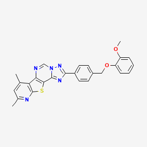 4-[4-[(2-methoxyphenoxy)methyl]phenyl]-11,13-dimethyl-16-thia-3,5,6,8,14-pentazatetracyclo[7.7.0.02,6.010,15]hexadeca-1(9),2,4,7,10(15),11,13-heptaene