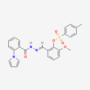 2-methoxy-6-[(E)-(2-{[2-(1H-pyrrol-1-yl)phenyl]carbonyl}hydrazinylidene)methyl]phenyl 4-methylbenzenesulfonate