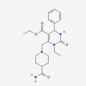 Ethyl 6-[(4-carbamoylpiperidin-1-yl)methyl]-1-ethyl-2-oxo-4-phenyl-1,2,3,4-tetrahydropyrimidine-5-carboxylate