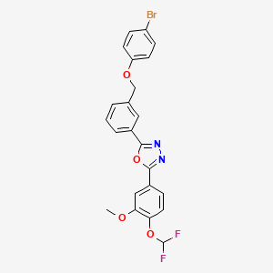 molecular formula C23H17BrF2N2O4 B10929154 2-{3-[(4-Bromophenoxy)methyl]phenyl}-5-[4-(difluoromethoxy)-3-methoxyphenyl]-1,3,4-oxadiazole 