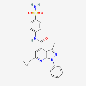 molecular formula C23H21N5O3S B10929187 6-cyclopropyl-3-methyl-1-phenyl-N-(4-sulfamoylphenyl)-1H-pyrazolo[3,4-b]pyridine-4-carboxamide 