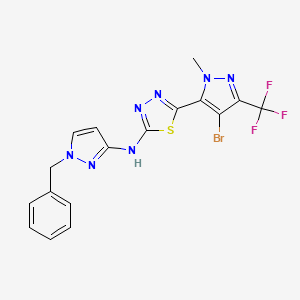 molecular formula C17H13BrF3N7S B10929190 N-(1-benzyl-1H-pyrazol-3-yl)-5-[4-bromo-1-methyl-3-(trifluoromethyl)-1H-pyrazol-5-yl]-1,3,4-thiadiazol-2-amine 