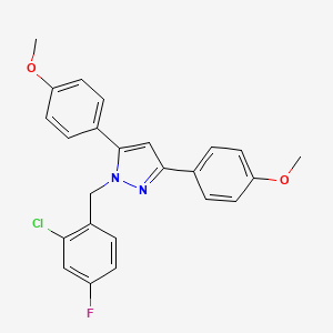 molecular formula C24H20ClFN2O2 B10929204 1-(2-chloro-4-fluorobenzyl)-3,5-bis(4-methoxyphenyl)-1H-pyrazole 