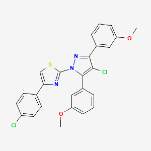 molecular formula C26H19Cl2N3O2S B10929231 2-[4-chloro-3,5-bis(3-methoxyphenyl)-1H-pyrazol-1-yl]-4-(4-chlorophenyl)-1,3-thiazole 