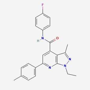 molecular formula C23H21FN4O B10929234 1-ethyl-N-(4-fluorophenyl)-3-methyl-6-(4-methylphenyl)-1H-pyrazolo[3,4-b]pyridine-4-carboxamide 