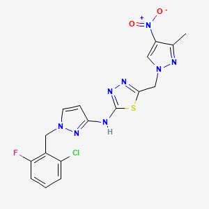 N-[1-(2-chloro-6-fluorobenzyl)-1H-pyrazol-3-yl]-5-[(3-methyl-4-nitro-1H-pyrazol-1-yl)methyl]-1,3,4-thiadiazol-2-amine