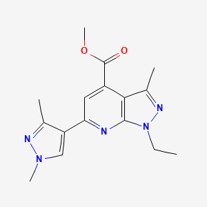 molecular formula C16H19N5O2 B10929250 methyl 6-(1,3-dimethyl-1H-pyrazol-4-yl)-1-ethyl-3-methyl-1H-pyrazolo[3,4-b]pyridine-4-carboxylate 