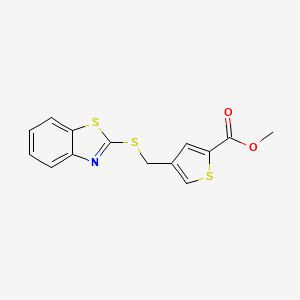 molecular formula C14H11NO2S3 B10929300 Methyl 4-[(1,3-benzothiazol-2-ylsulfanyl)methyl]thiophene-2-carboxylate 