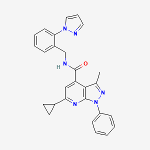 6-cyclopropyl-3-methyl-1-phenyl-N-[2-(1H-pyrazol-1-yl)benzyl]-1H-pyrazolo[3,4-b]pyridine-4-carboxamide